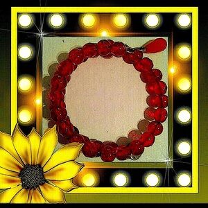 “Ruby Red" July birthstone memory wire bracelet